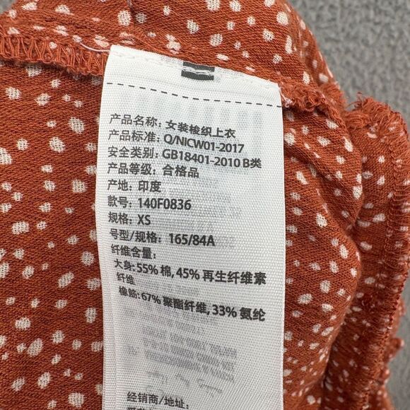 Abercrombie Puff Sleeve Smocked Crop Top Rust Polka Dot XS Boho Cottagecore Y2K - Picture 6 of 8